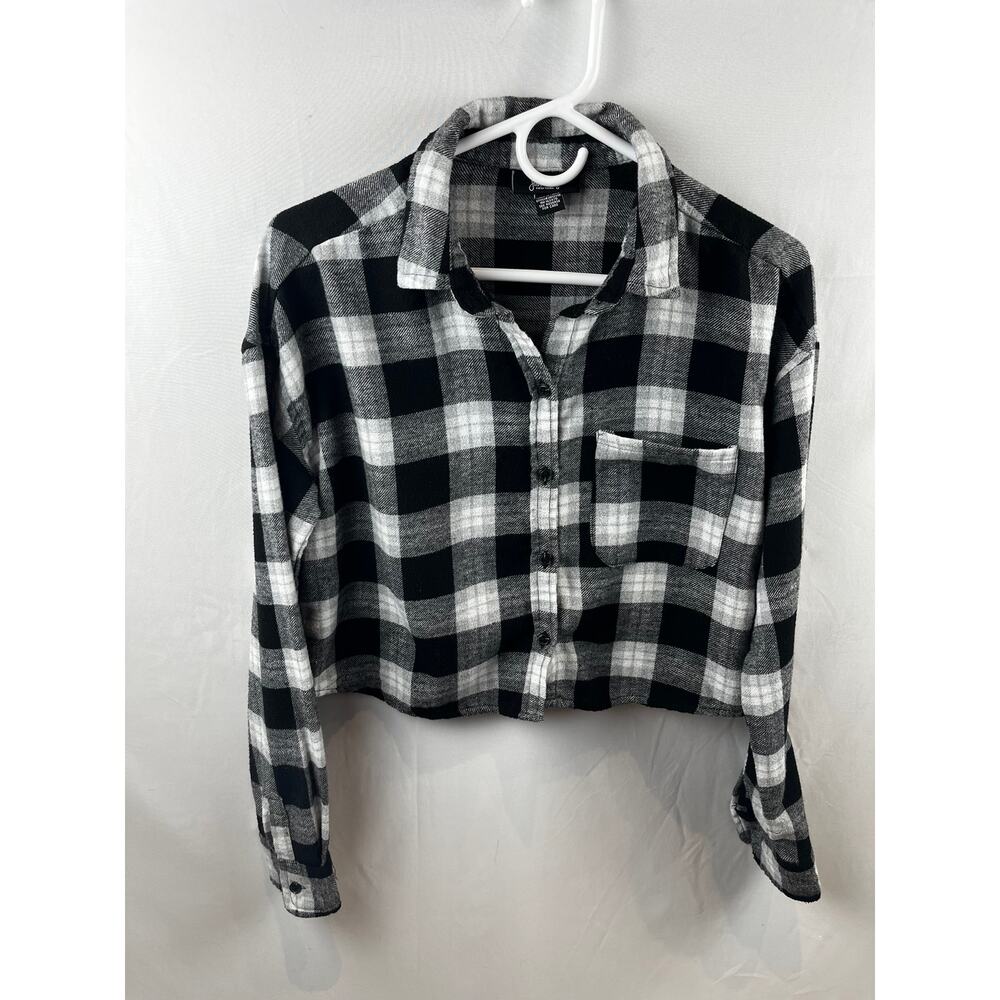 Black and White Plaid Flannel Shirt Women's size Small